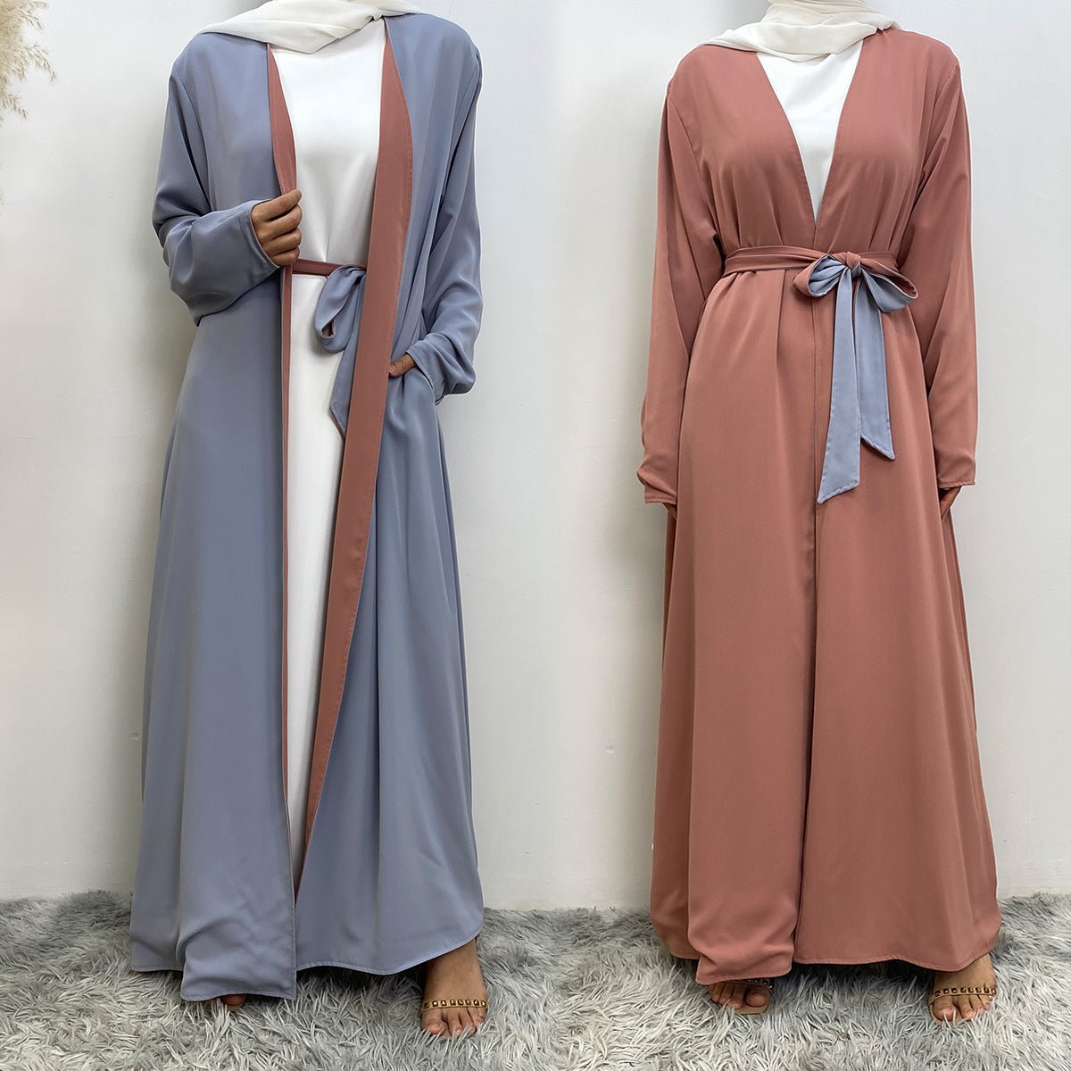 Reversible Open Abaya with Pockets (MOA110) - Mariam's Collection