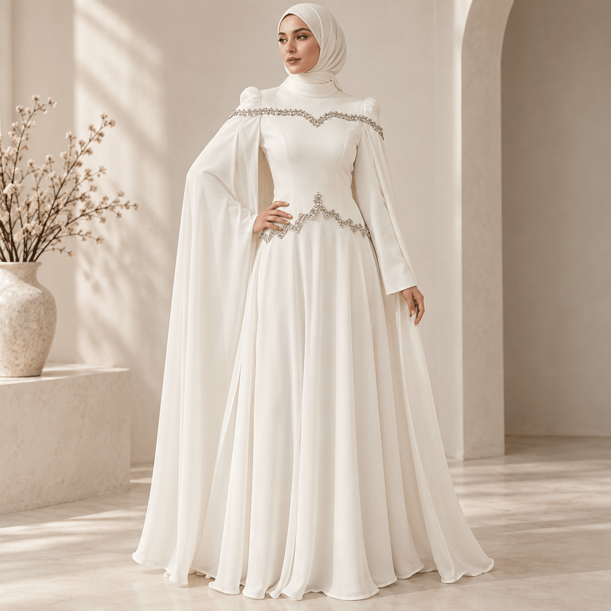 Rhinestone Embellished Evening Gown(MS560) - Mariam's Collection