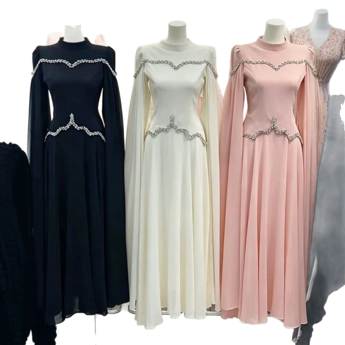 Rhinestone Embellished Evening Gown(MS560) - Mariam's Collection