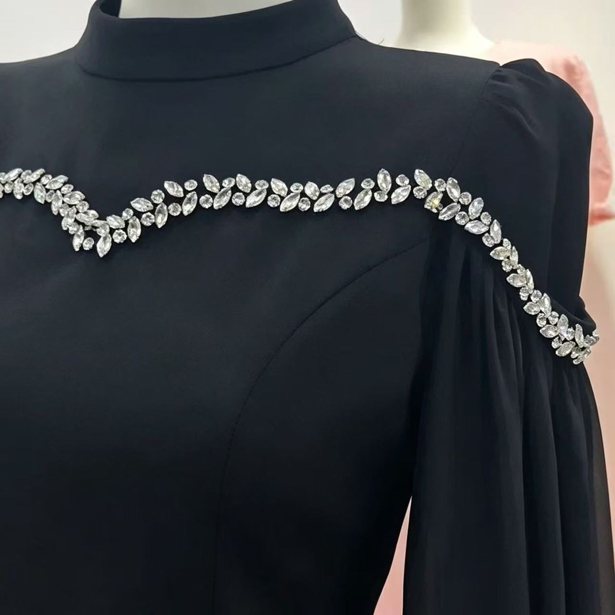 Rhinestone Embellished Evening Gown(MS560) - Mariam's Collection