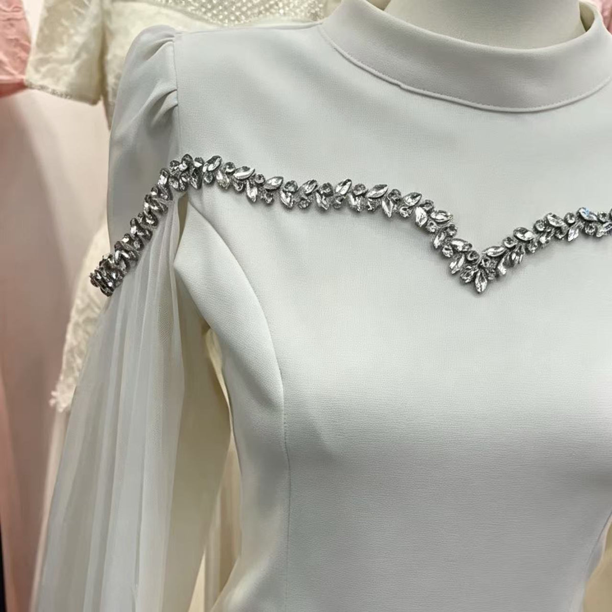 Rhinestone Embellished Evening Gown(MS560) - Mariam's Collection