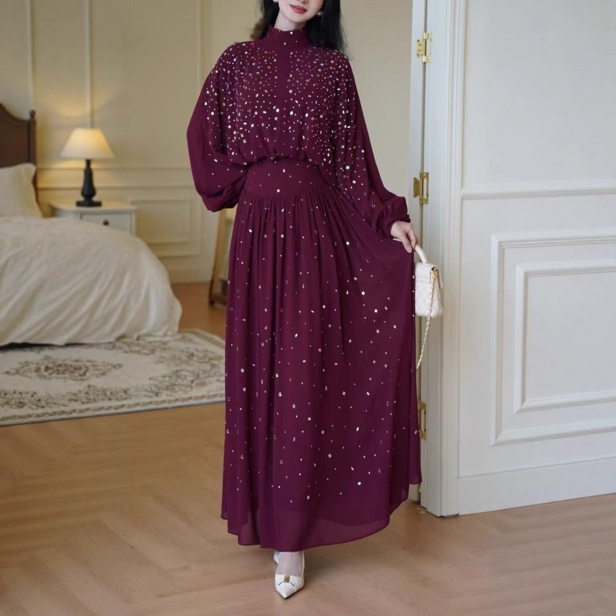 Rhinestone Embellished Two - Piece Set(MS383) - Mariam's Collection