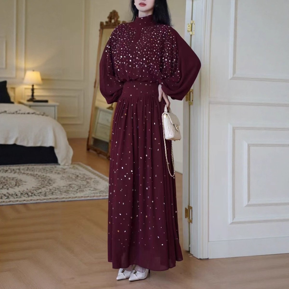 Rhinestone Embellished Two - Piece Set(MS383) - Mariam's Collection