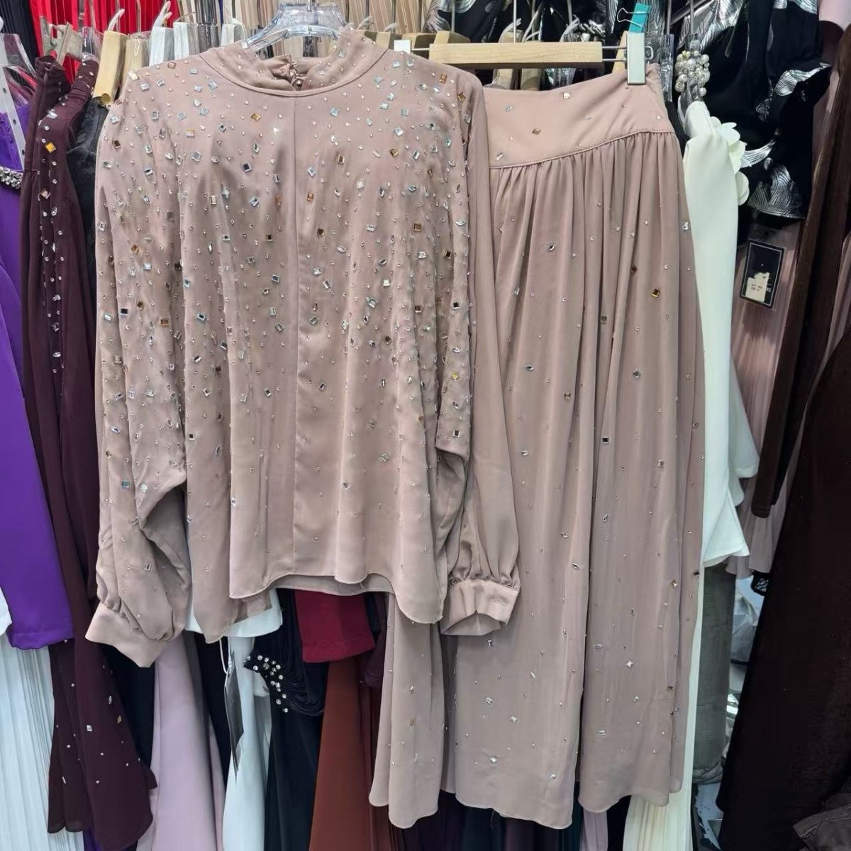 Rhinestone Embellished Two - Piece Set(MS383) - Mariam's Collection