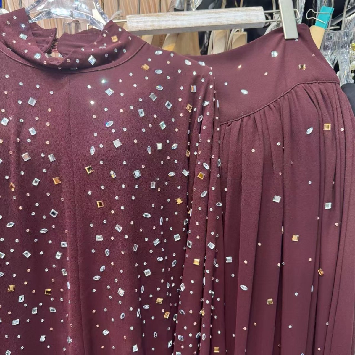 Rhinestone Embellished Two - Piece Set(MS383) - Mariam's Collection