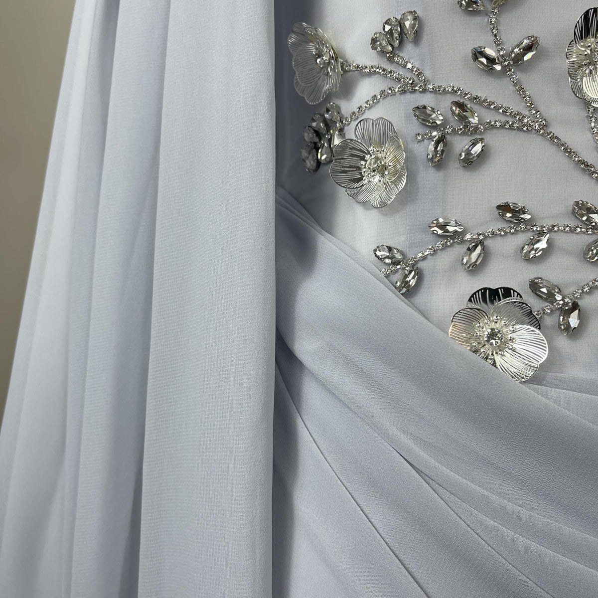 Rhinestone Floral Chiffon-Effect Evening Dress(MS591) - Mariam's Collection