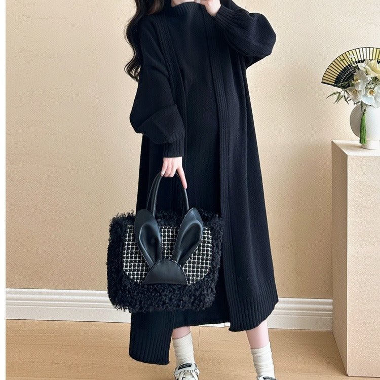 Ribbed Knit Cardigan & Tank Dress Set(MS202) - Mariam's Collection