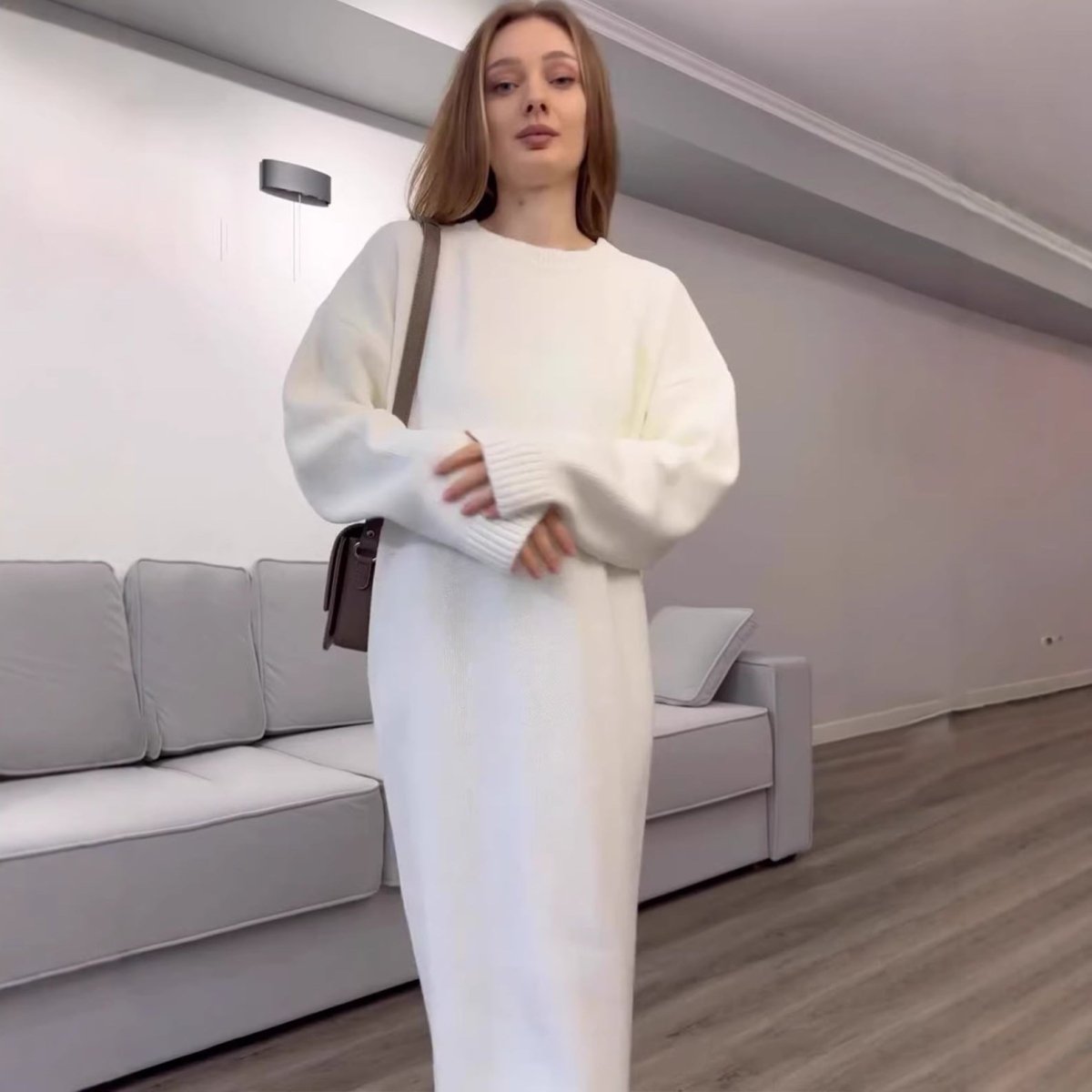 Ribbed Knit Maxi Dress – Modest Knit Winter Dress