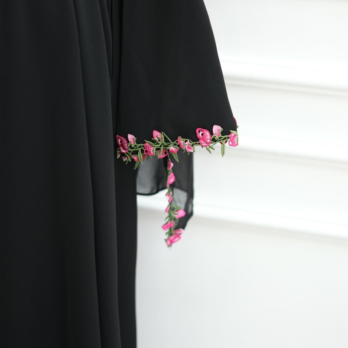 Rose Bud Embroidered Diagonal Trim Maxi Dress(MA455) - Mariam's Collection