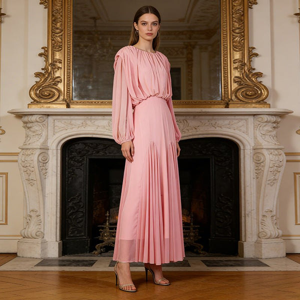round-neck-ruched-bodice-