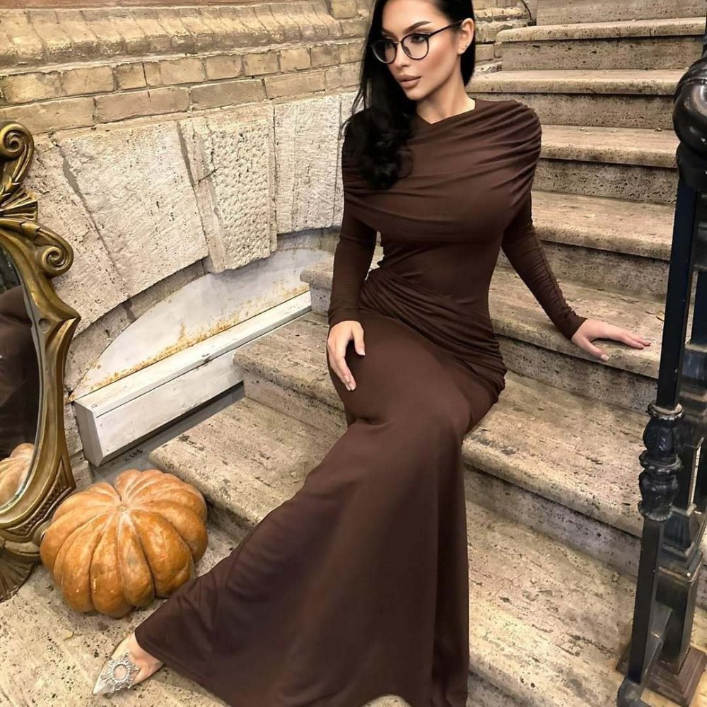 Ruched Bodycon Maxi Dress(MS219) - Mariam's Collection