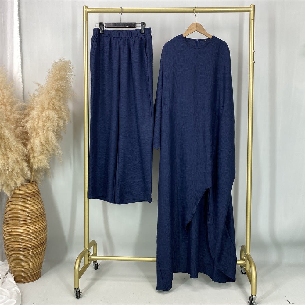 Ruched Drawstring Batwing Top & Wide-Leg Trousers Co-ord Set(MS478) - Mariam's Collection