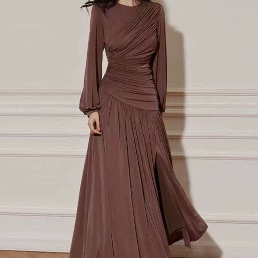 Ruched Dress with Braided Cutout Waist