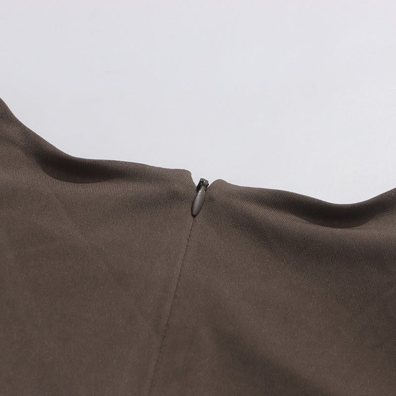 Ruched Dress with Braided Cutout Waist(MS345) - Mariam's Collection