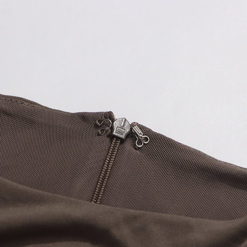 Ruched Dress with Braided Cutout Waist(MS345) - Mariam's Collection