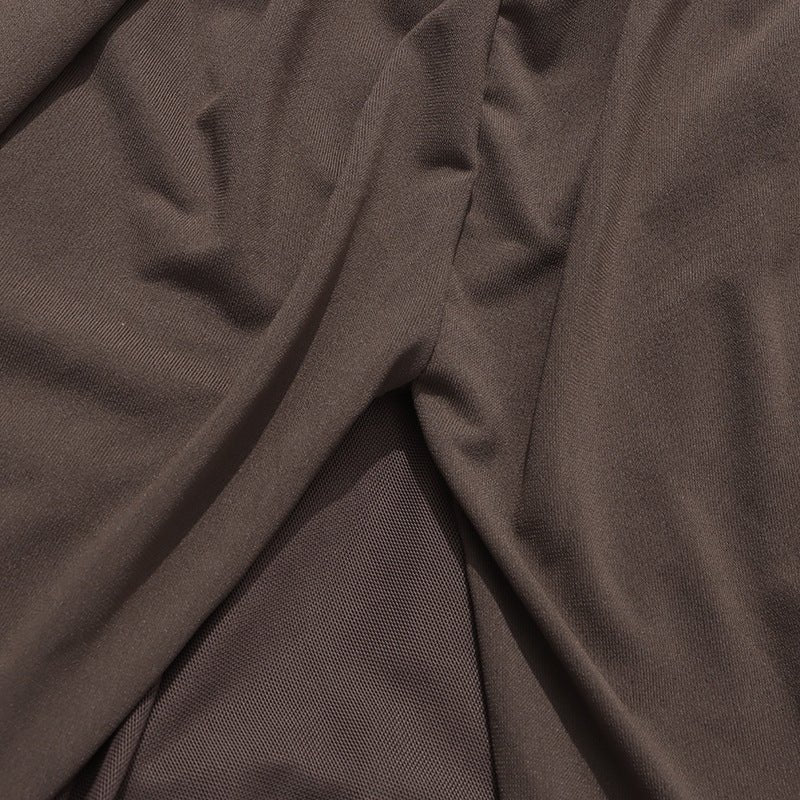 Ruched Dress with Braided Cutout Waist(MS345) - Mariam's Collection