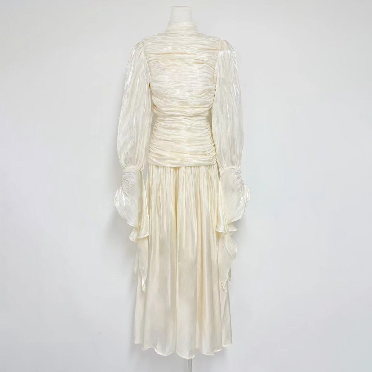 Ruched High Neck Evening Gown(MS221) - Mariam's Collection