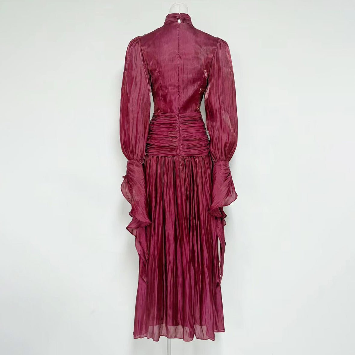 Ruched High Neck Evening Gown(MS221) - Mariam's Collection
