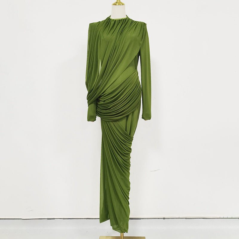 Ruched High Waist Bodycon Maxi Dress(MS355) - Mariam's Collection