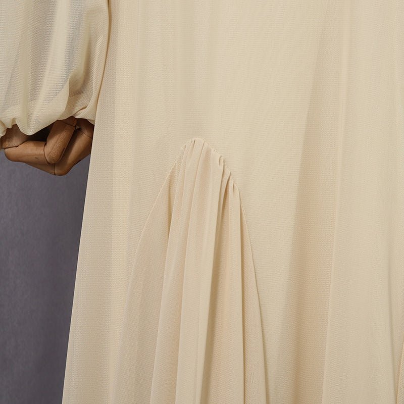 Ruched Panel Maxi Dress | Round-Neck Defined-Waist Occasion Gown(MS578) - Mariam's Collection