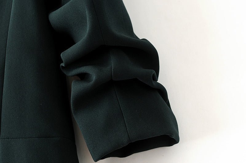 Ruched Sleeve Blazer | Three - Quarter Sleeve Longline Jacket (MS241) - Mariam's Collection