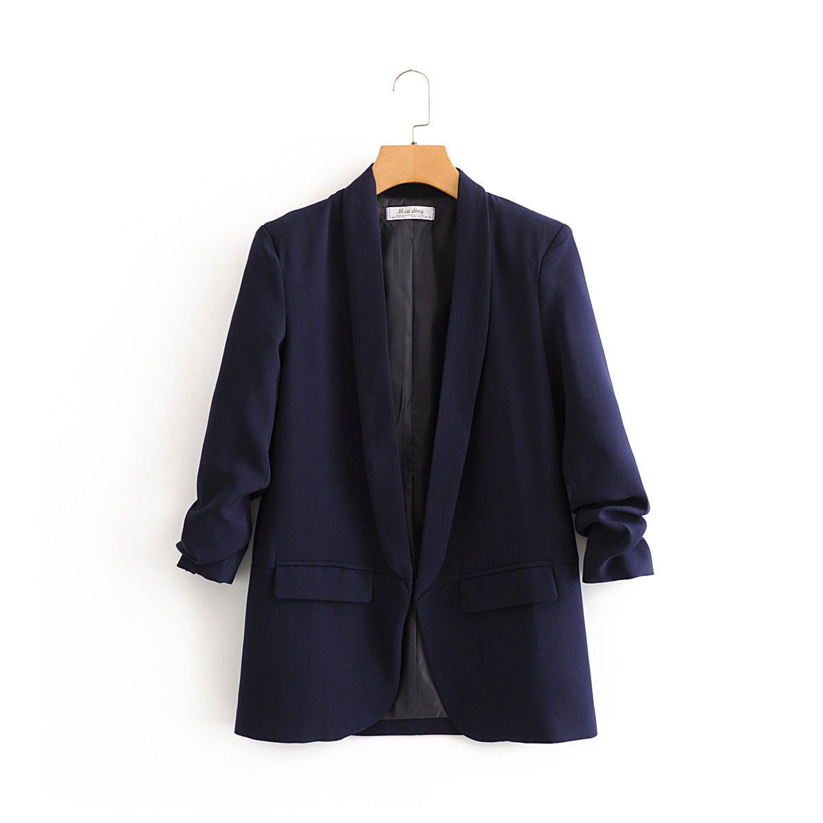 Ruched Sleeve Blazer | Three - Quarter Sleeve Longline Jacket (MS241) - Mariam's Collection