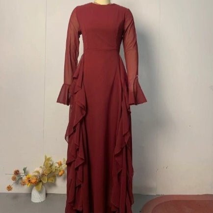 Ruffle Dress with Bell Sleeves(MS295) - Mariam's Collection