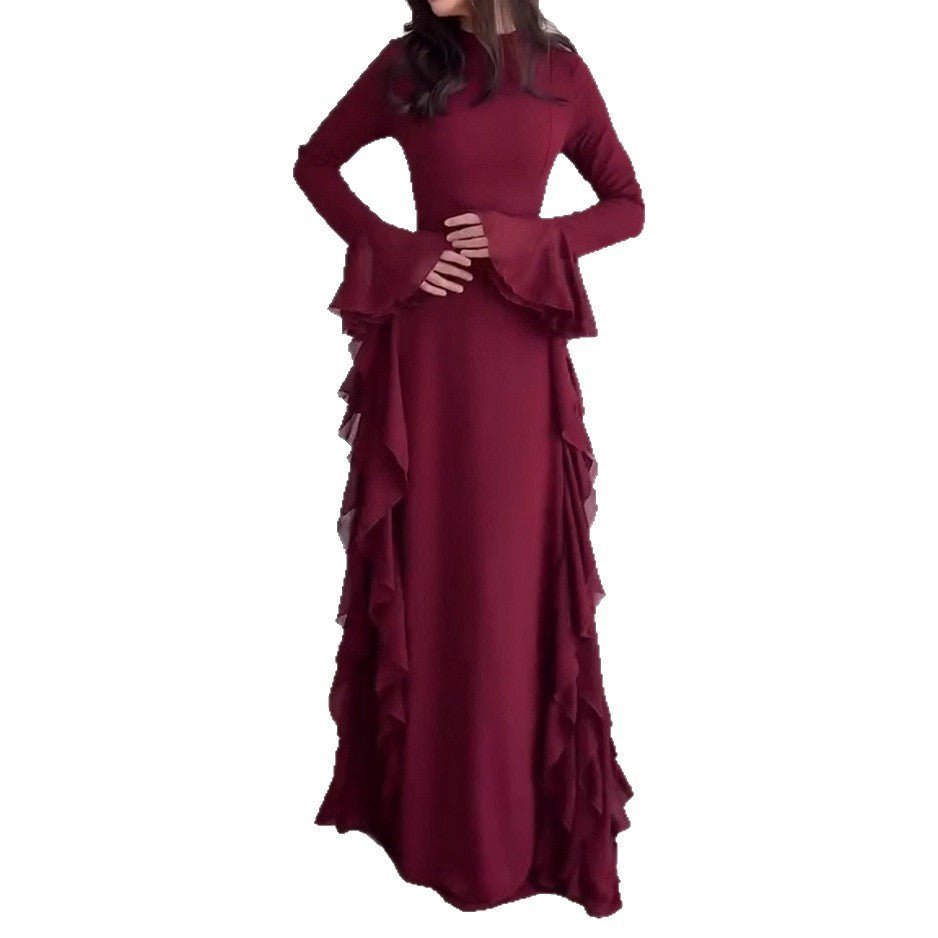 Ruffle Dress with Bell Sleeves(MS295) - Mariam's Collection