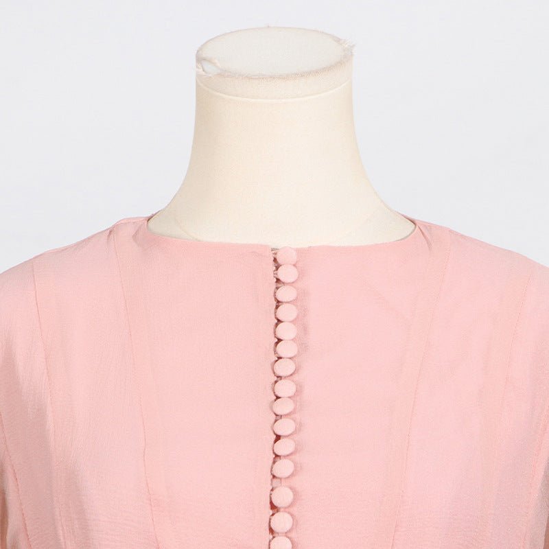 Ruffle Hem Dress with Sheer Sleeves(MS304) - Mariam's Collection