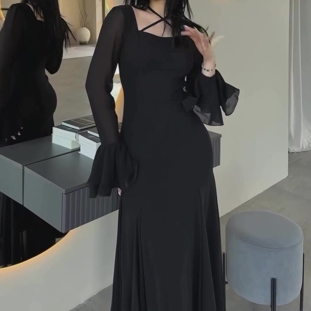 Ruffle Sleeve Dress with Crisscross Neckline(MS335) - Mariam's Collection