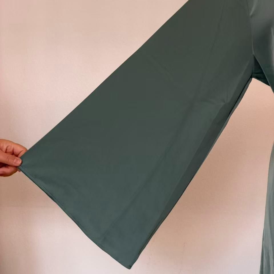 Satin-Effect Cross-Tie Waist Maxi Dress - MP071 - Mariam's Collection