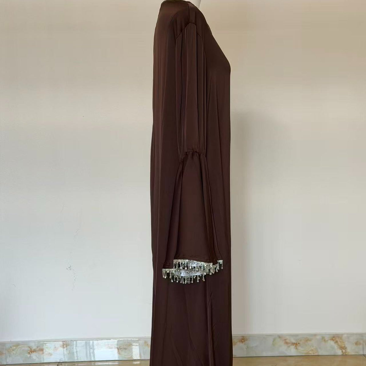 Satin-Effect Pullover Abaya with Pockets - MP075 - Mariam's Collection