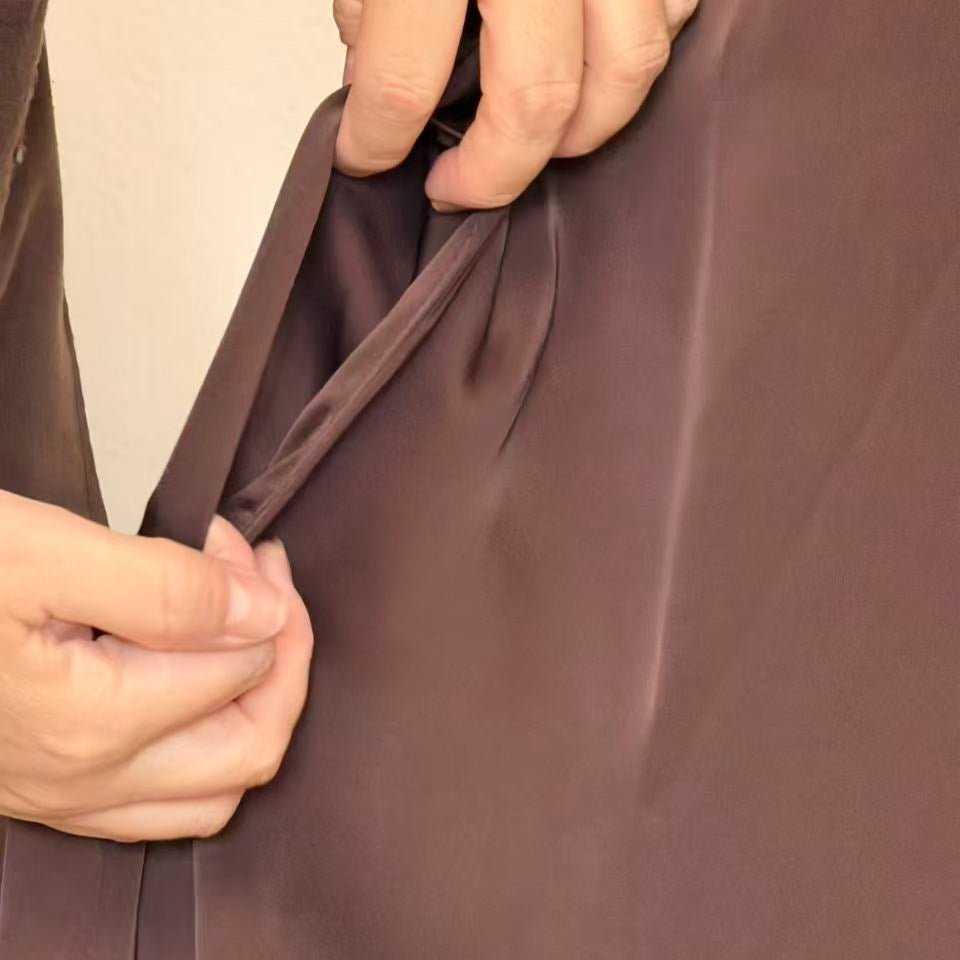 Satin-Effect Pullover Abaya with Pockets - MP075 - Mariam's Collection