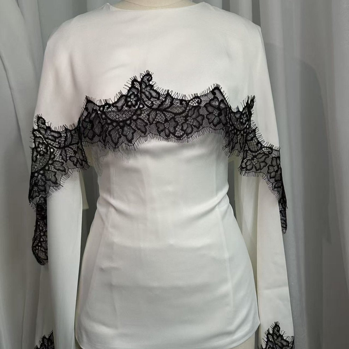 Satin Lace Trim Top(MS433) - Mariam's Collection
