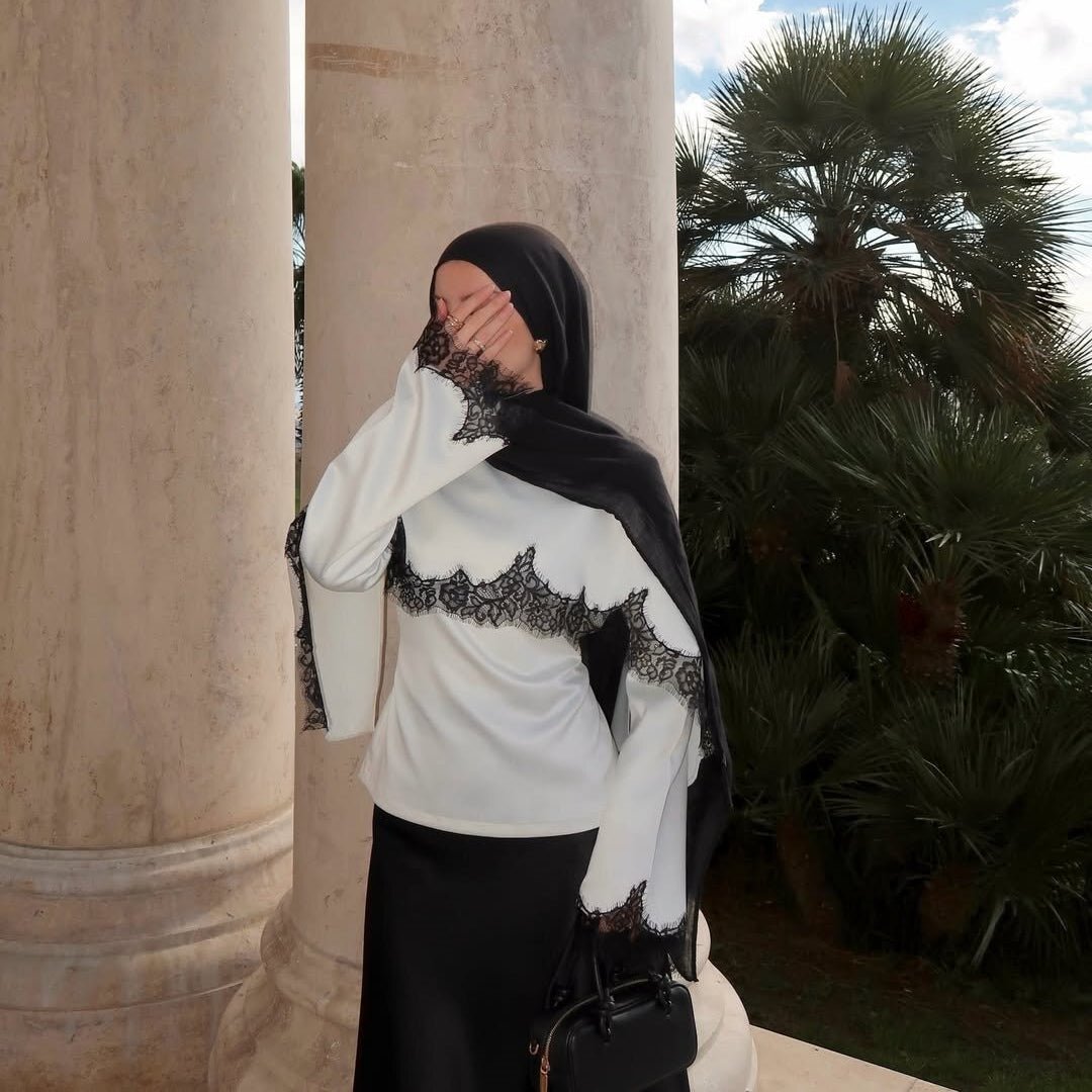 Satin Lace Trim Top(MS433) - Mariam's Collection