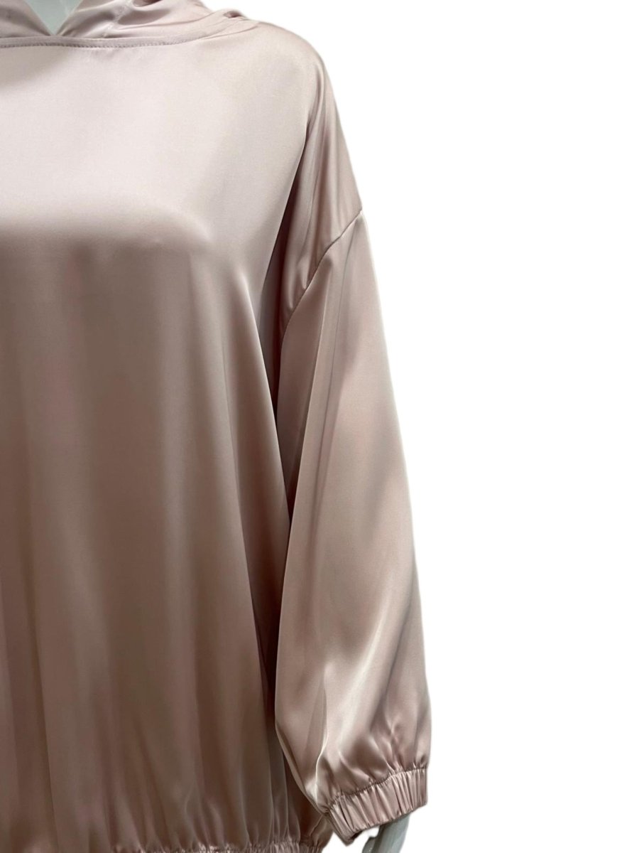 Satin Two - Piece Set with Hooded Top & Maxi Skirt(MS348) - Mariam's Collection