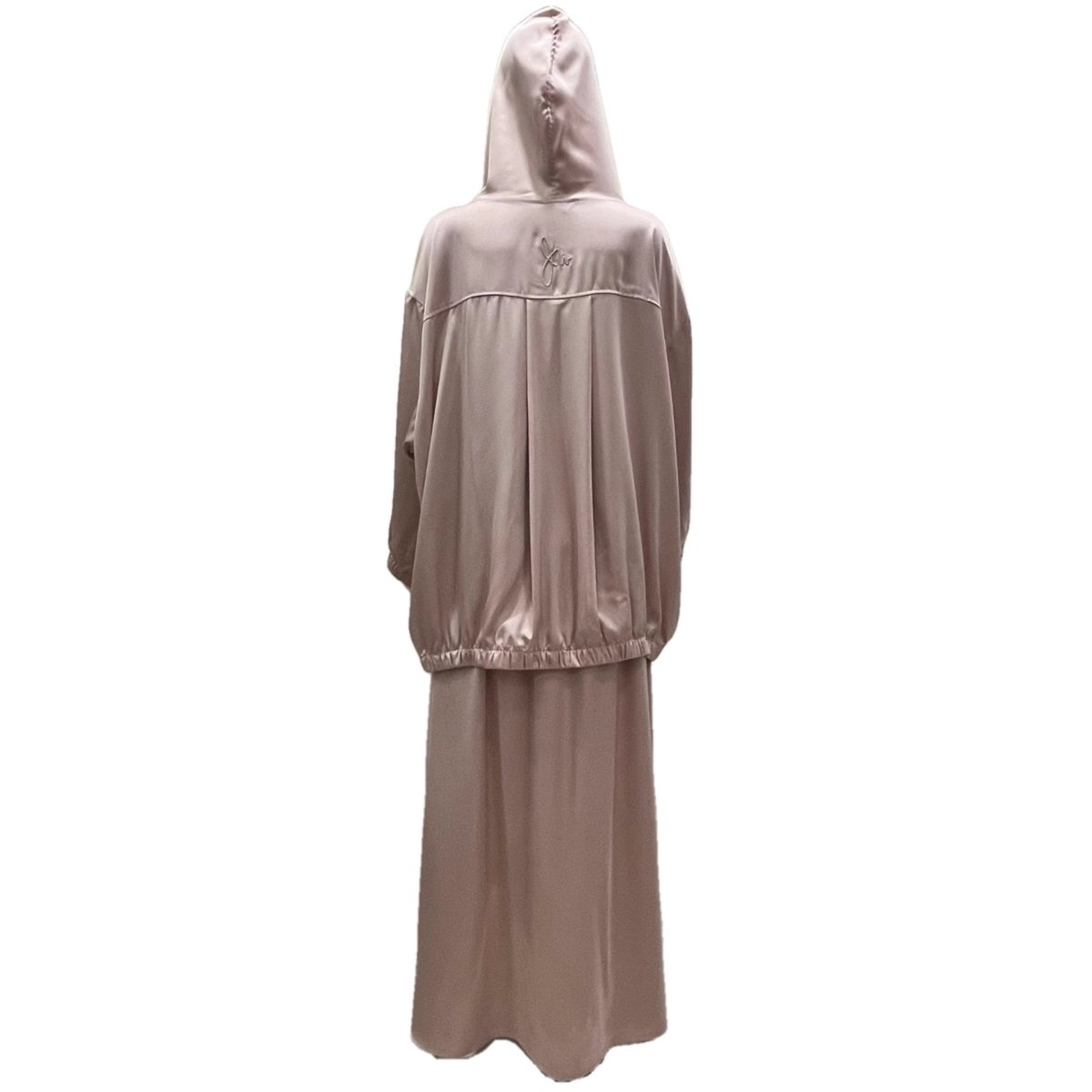 Satin Two - Piece Set with Hooded Top & Maxi Skirt(MS348) - Mariam's Collection