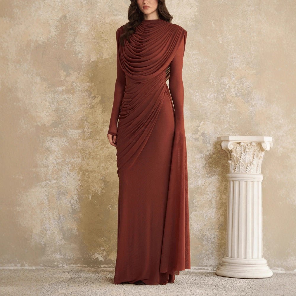 formal cowl neck dress Cowl Neck Chiffon Maxi Bridesmaid Dress With Hand-worked Petal Straps In  Mist