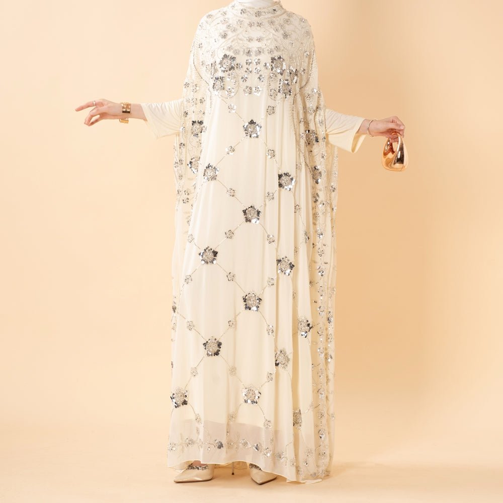 Sequin Embroidered Batwing Abaya(MA454) - Mariam's Collection