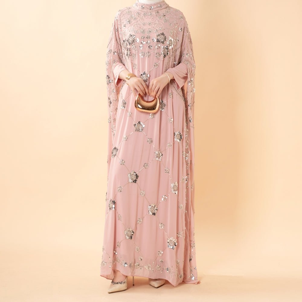 Sequin Embroidered Batwing Abaya(MA454) - Mariam's Collection