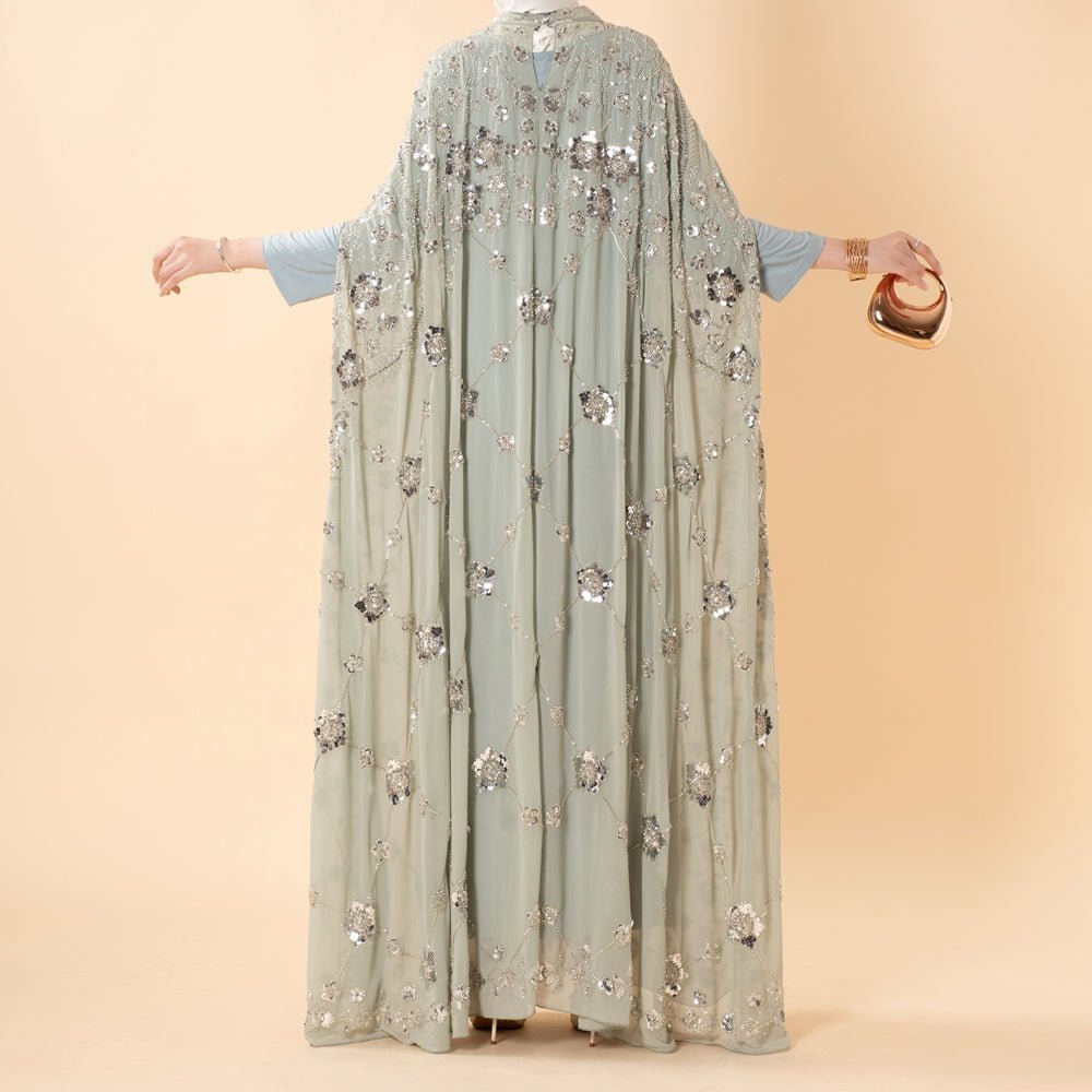 Sequin Embroidered Batwing Abaya(MA454) - Mariam's Collection