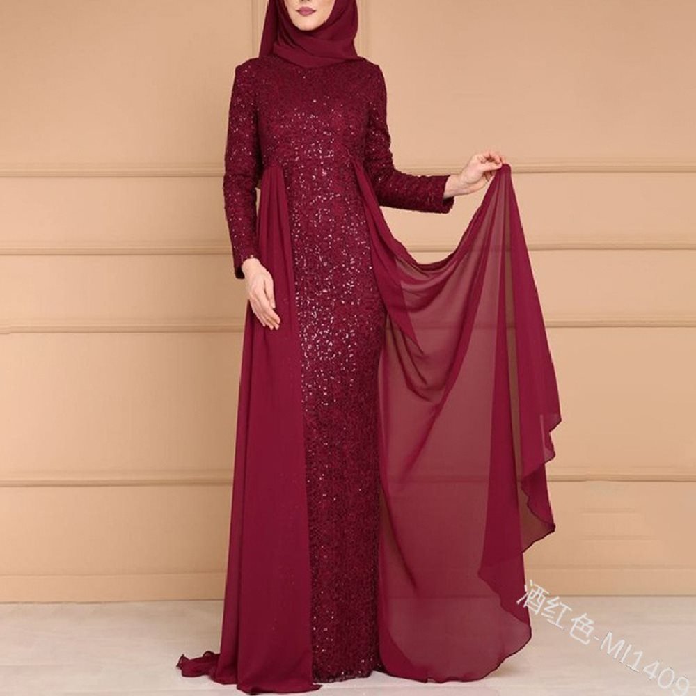 Sequin Gown Long Sleeve Fitted Maxi Dress(MS235) burgundy / S Sequin Gown Long Sleeve Fitted Maxi Dress(MS235) burgundy / S