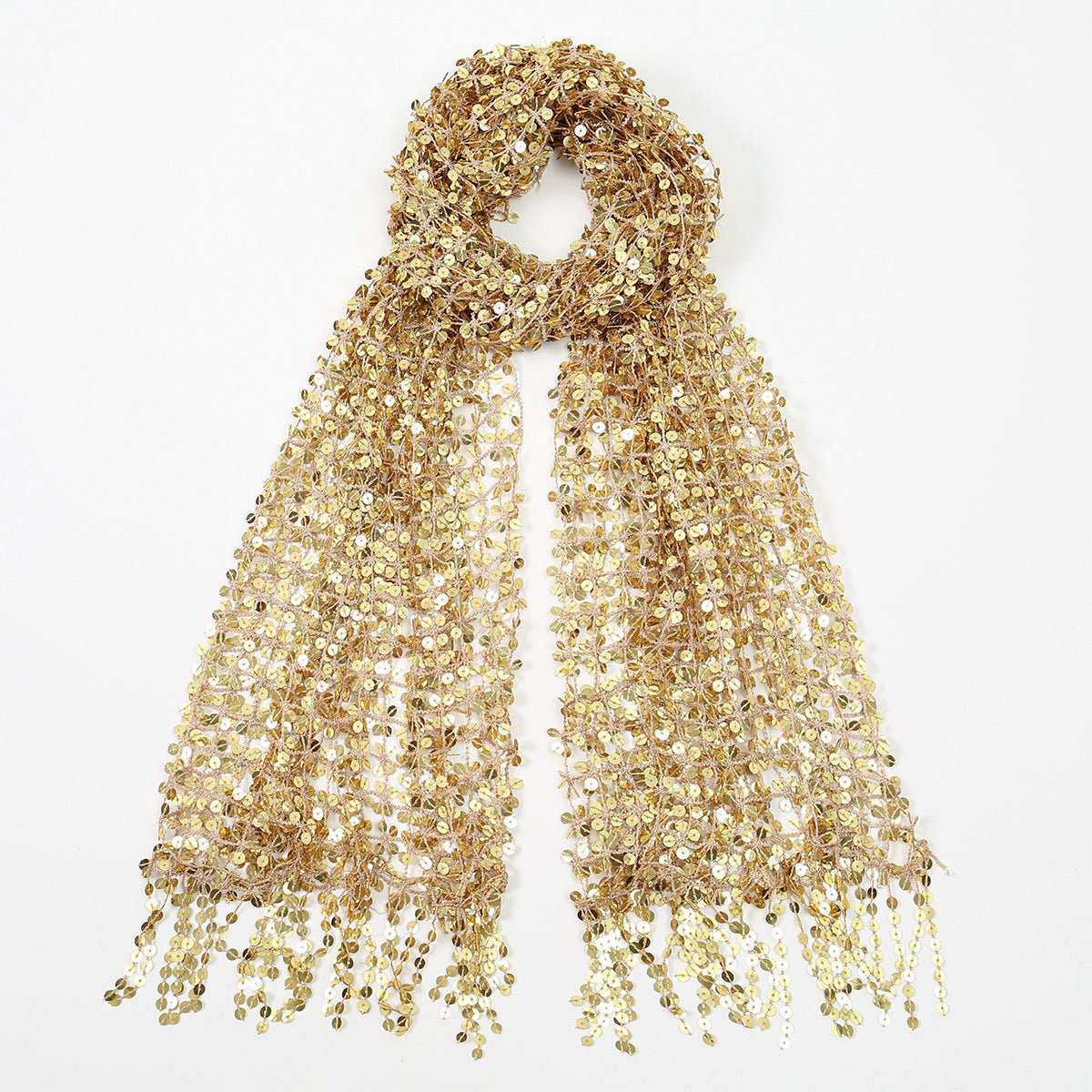 Sequin Mesh Shawl Hijab with Fringe(MH206) - Mariam's Collection