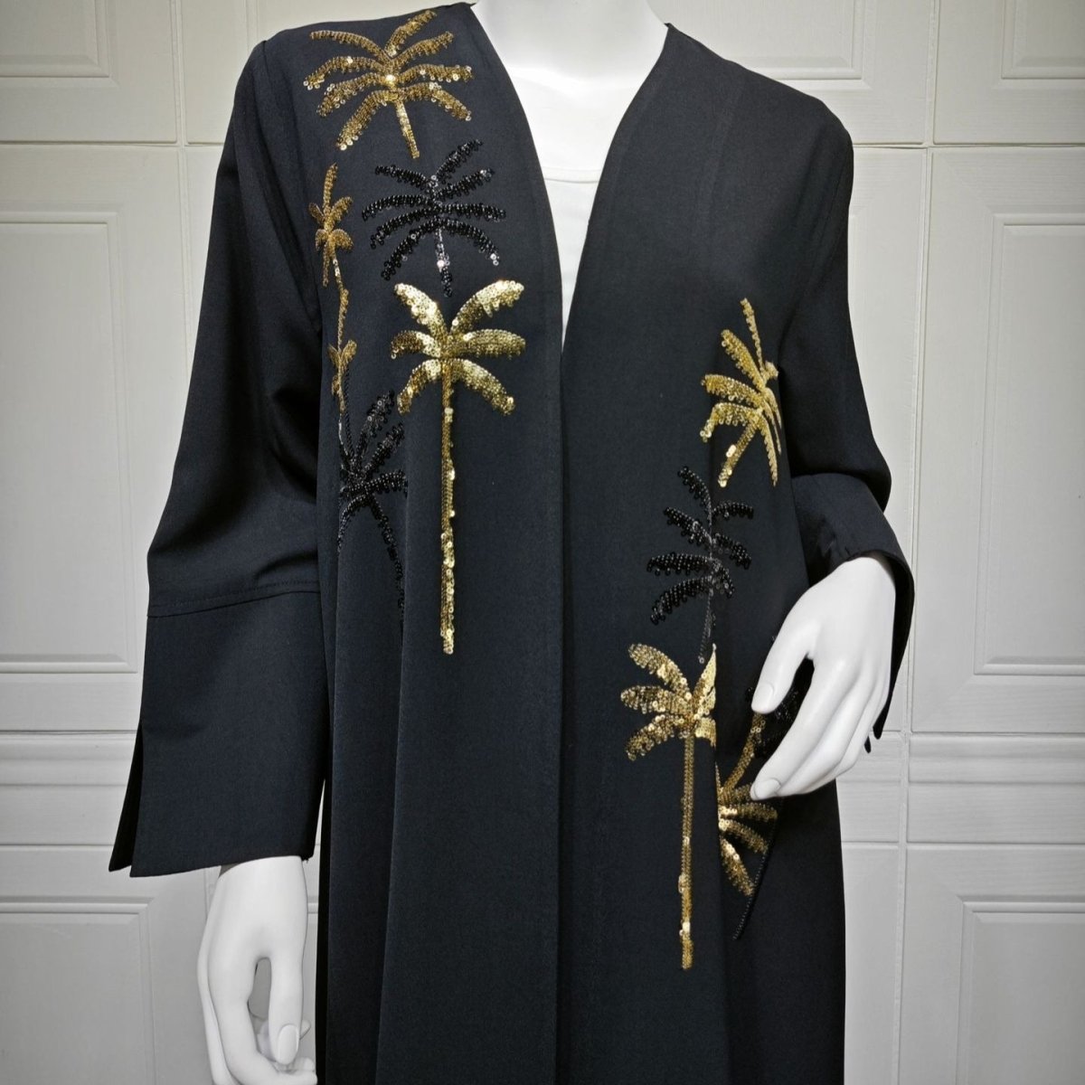 Sequin Palm Tree Embroidered Abaya(MOA252) - Mariam's Collection