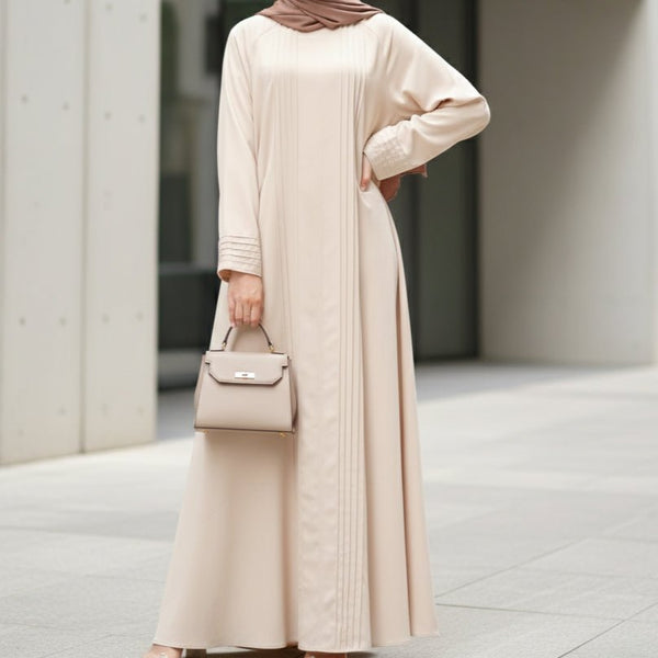 Serene Pleated Georgette Abaya Loose Full - Length Modest Style (MA254) - Mariam's Collection