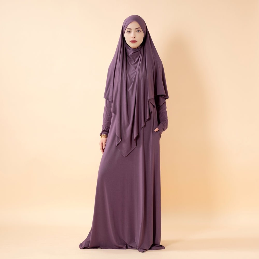 Serenity Veil Set | Premium Lenzing™ Modal Khimar & Dress Two - Piece Set (MK026) - Mariam's Collection