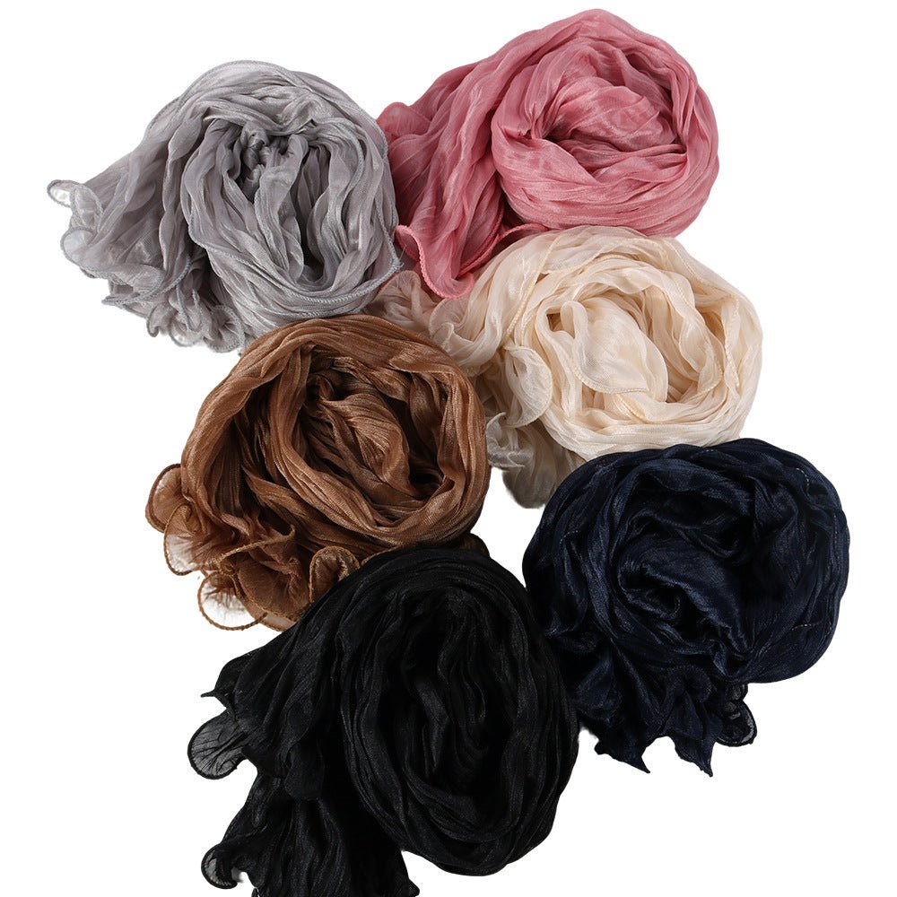 Shimmer Bubble Crinkle Hijab Scarf with Matching Underscarf Cap Set(MH251) - Mariam's Collection
