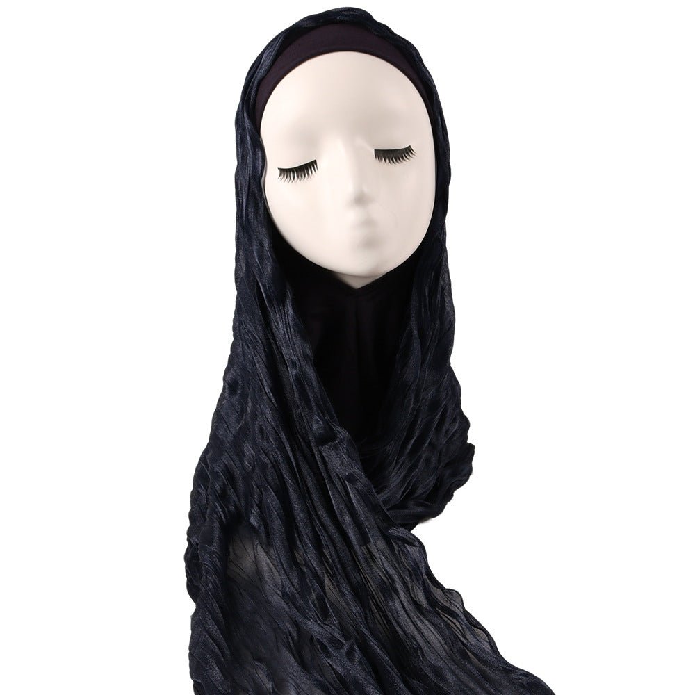 Shimmer Bubble Crinkle Hijab Scarf with Matching Underscarf Cap Set(MH251) - Mariam's Collection