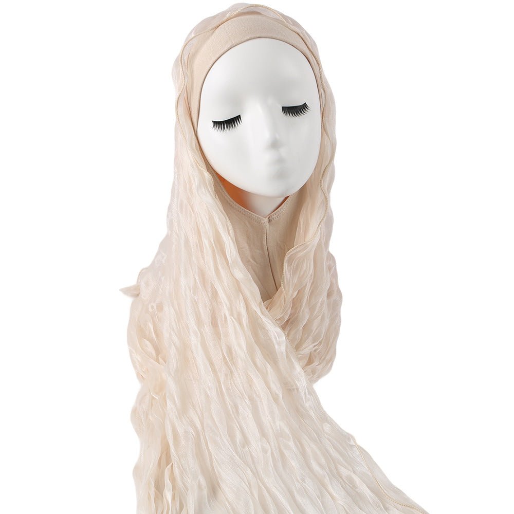 Shimmer Bubble Crinkle Hijab Scarf with Matching Underscarf Cap Set(MH251) - Mariam's Collection