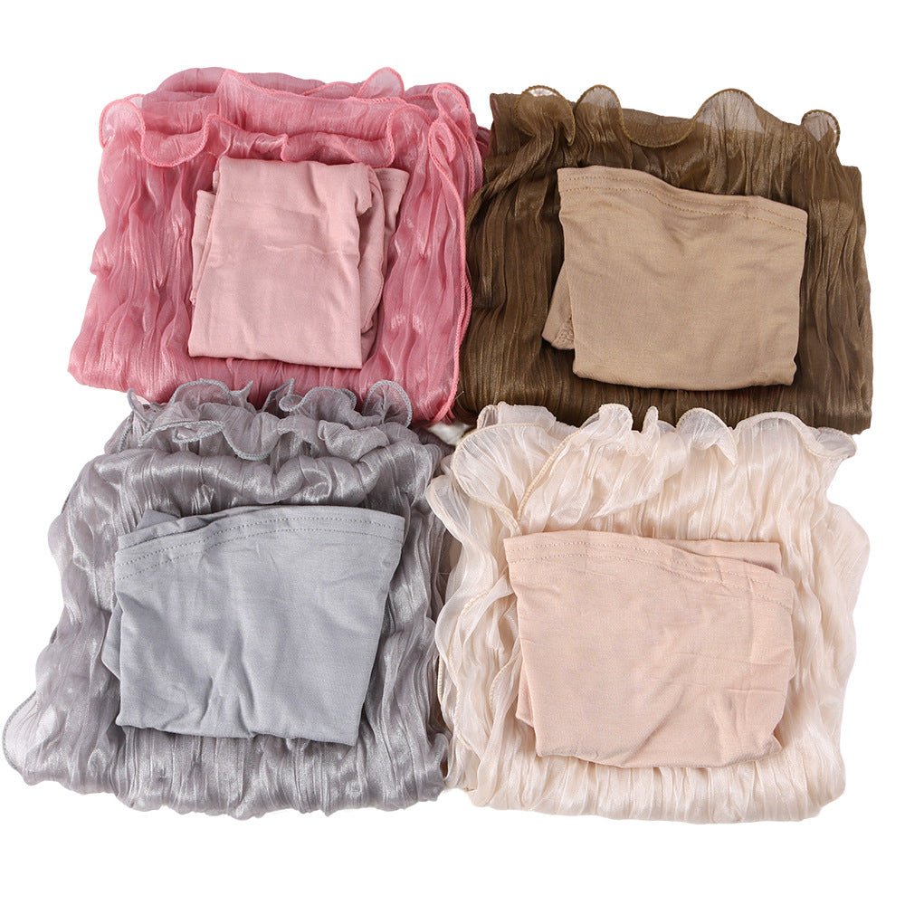 Shimmer Bubble Crinkle Hijab Scarf with Matching Underscarf Cap Set(MH251) - Mariam's Collection